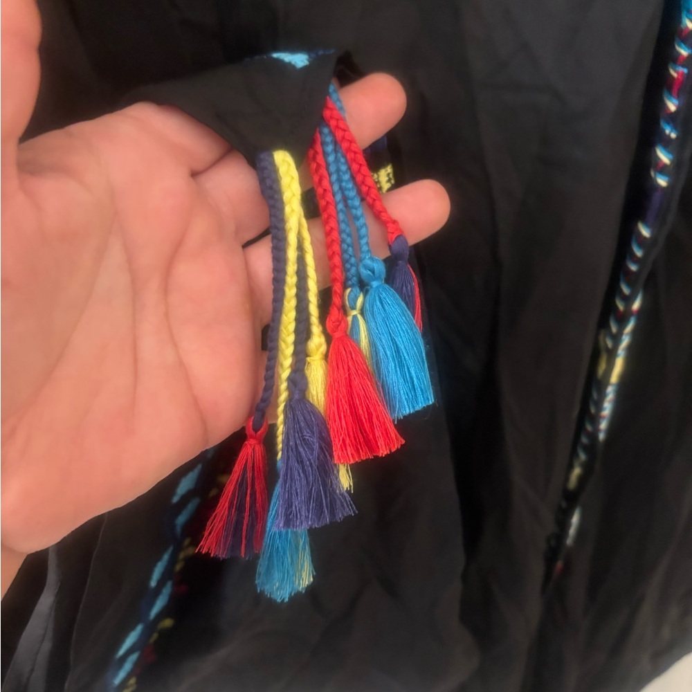 Ale by‎ Alessandra Black Kimono with Colorful Embroidery - Picture 4 of 6